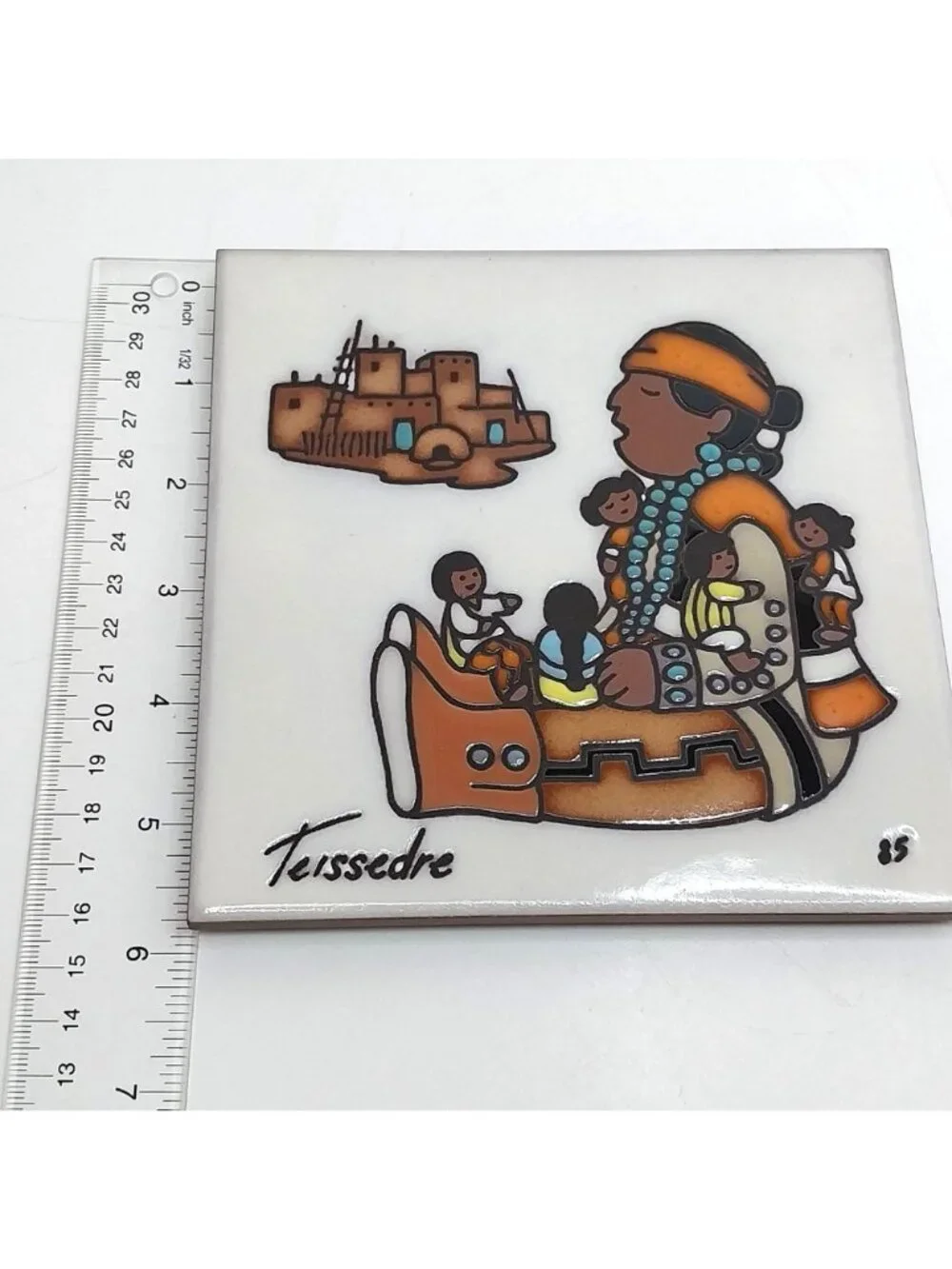 Teissedre Designs Southwestern Native American Ceramic Tile Storyteller Trivet